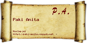 Paki Anita névjegykártya